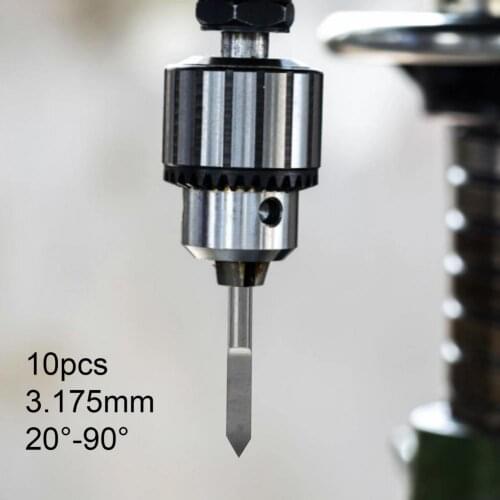 10Pcs Profession High Precision Engraving Bits V-Tip 3.175mm Shank 20/30/45/60/90 Degree Engraving Bits Router Tools for Acrylic
