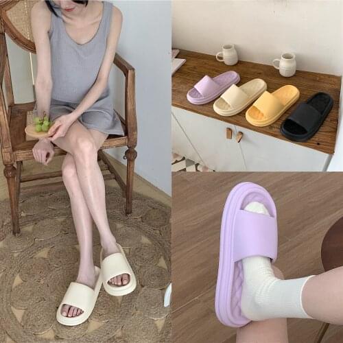 Simple solidcolo fashionable cool slippers for couples at home non-slip cool slippers with thick soles for women in the bathroom