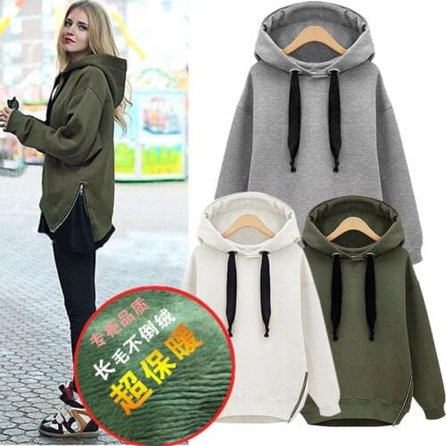 Pullovers harajuku hoodie zipper long-sleeved blouse hooded big size thickening fleece Sweatshirt Female Streetwear ZXP886