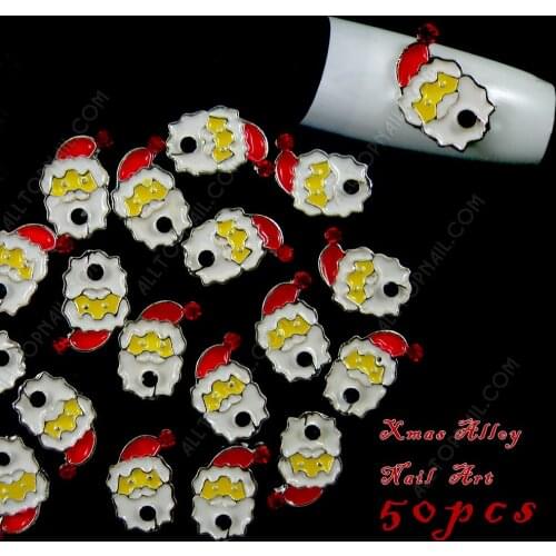 Christmas Santa Claus DIY nail art Xmas 3d Alloy rhinestone 50pcs Nail Art Decoration Free Shipping