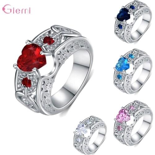 Modern Design Genuine 925 Sterling Silver Round Rings For Women Girls Wedding Fashion Jewelry Accessory Beautiful Crystal Rings