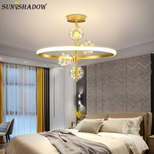 Indoor Lighting Modern Led Ceiling Light Black&Gold Color Chandelier Ceiling Lamp Lustre for Bedroom Living Dining room Kitchen