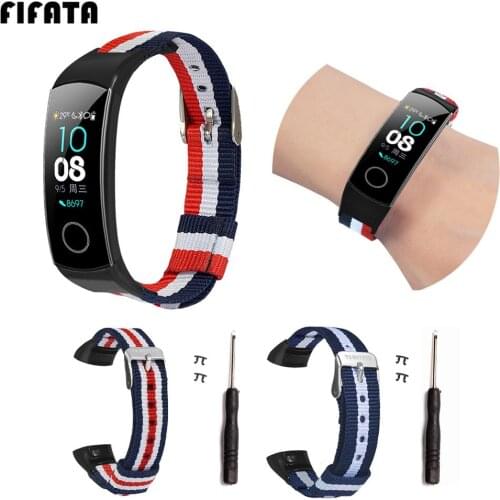 FIFATA Colorful Nylon Cloth Watch Band For Huawei Honor Band 5/4 Wristband Replace Accessories For Huawei Honor Band Sport Watch