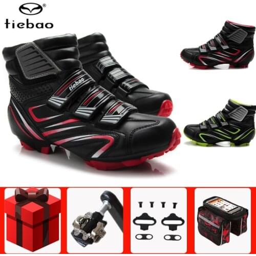 TIEBAO Winter Cycling Shoes SPD Pedals Set Sapatilha Ciclismo MTB Bike Bicycle Breathable Self-locking Riding bicycle Shoes