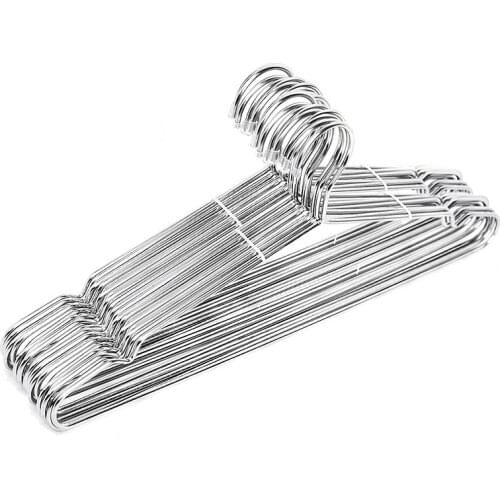 10pcs 42cm 3.2mm Adult Dip Slip-resistant Stainless Steel Metal Hanger Clothes Hanging Silver Hangers for Clothes