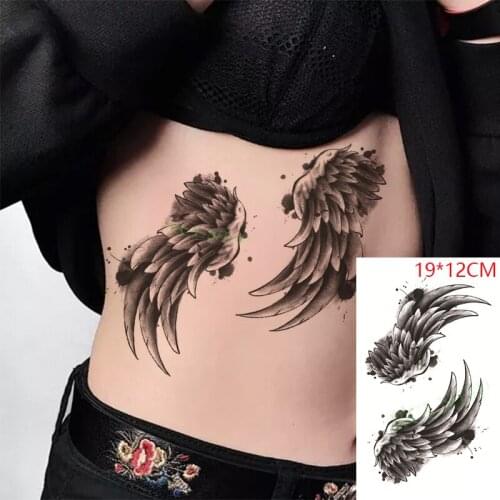 Waterproof Temporary Tattoo Sticker Flower Angel Wings Feather Fake Tatto Flash Tatoo Leg Arm Hand Body Art for Men Women