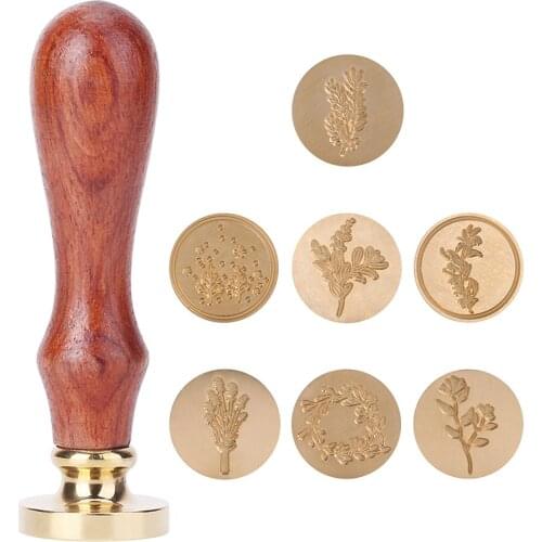 Retro Plant Pattern Sealing Wax Stamp Wood Handle Wax Seal Stamp for DIY Envelope Wedding Decorative Craft Gift Hobby Tool