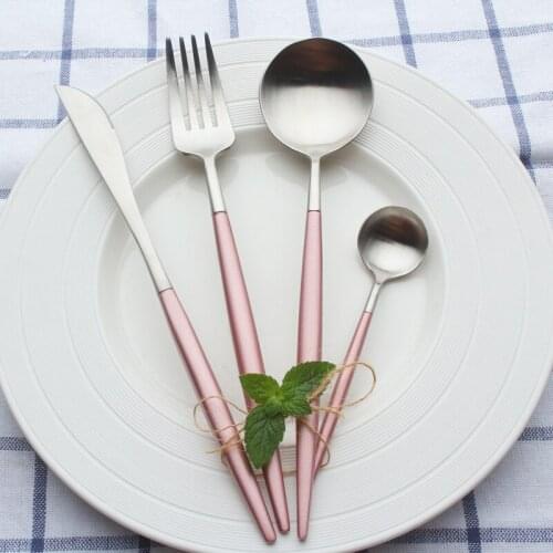 High Quality 304 Stainless Steel Western Dinnerware Sets Long Handled Tableware Set Kitchen Accessories Cutlery Dining Sets