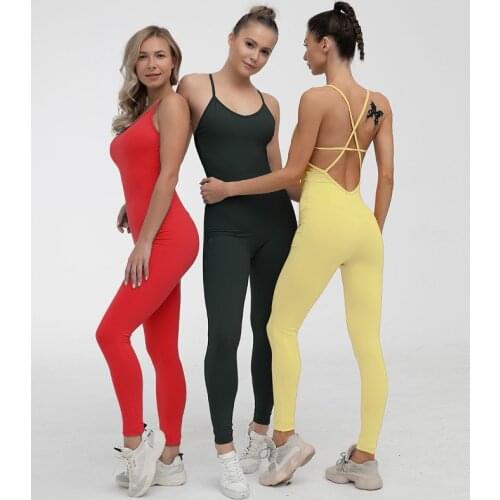 Women Yoga Jumpsuit Exercise Jump Suit Fitness Sports Bodysuit Gym Workout One Piece Suits Sexy Backless Body Training Sportswea