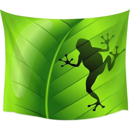 Animal Frog Green Leaf Plant Tapestry Wall Hanging Home Wall Decor Blanket Bedroom Tapestry Yoga Mat