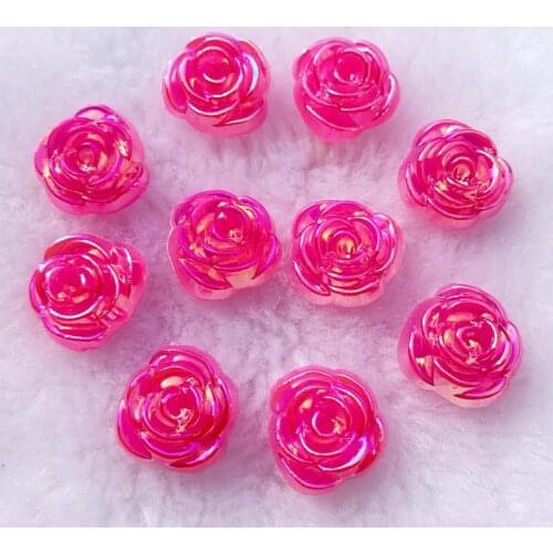 200pcs 14mm Resin Rose Flowers Flat Back Cabochon DIY Jewelry/ Craft Decoration -E043*5