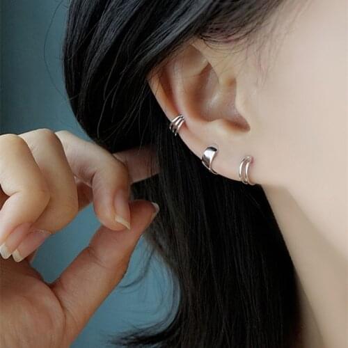 925 sterling silver simple jewelry without pierced ear bone clip earrings ear bone ear clip for female birthday party gifts