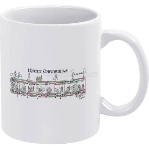 White Christmas Sheet Music Art White Mug Coffee Mug Afternoon Tea Christmas Cups Ceramic Mug 330ml for Coffee Music Sheet Music