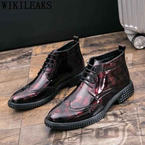 Brogues Ankle Boots Men Formal Shoes Men Chelsea Boots Men Shoes Mens Boots Leather Erkek Ayakkabi Sepatu Pria Buty Meskie 2020