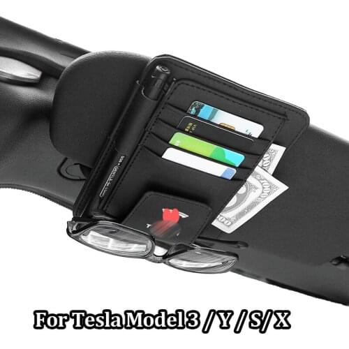 For Tesla Model 3 Y X S Card Holder on Sun Visor Universal Car Glasses Storage Clip Audi Bmw Auto Interior Organize Accessories
