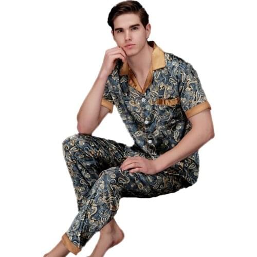FALAISHUKA Mens Silk Pajamas