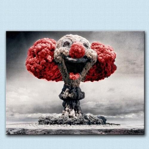 Canvas Art Large size Print Oil Painting Wall painting atomic bomb clown Wall Art Picture For Living Room painting no frame