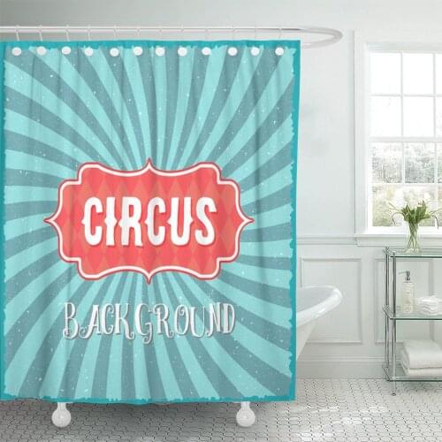 Red Carnival of Circus Vintage Swirl Sunburst Lines Could Shower Curtain Waterproof Fabric 72 x 78 Inches Set with Hooks