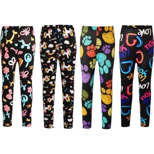 Kids Pants Unisex Boys And Girls Leggings Children Trousers Baby Colorful Cartoon Print Stretchy Leggings For Dance Gym Sport