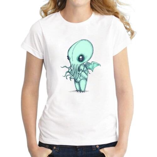 Hot fashion women T-shirts summer latest printed Plushie Cthulhu design very interesting nice woman t-shirts