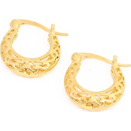 Cute Filigree Basket Hollow Earringd Geometry Gold Color Clip Hoop Earring Women Jewelry