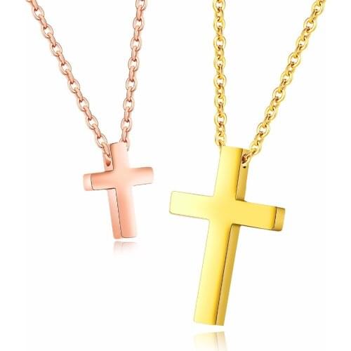 Fashion Brand Love Cute Small Jesue Cross Pendant Necklace Rose Gold Color Stainless Steel Women Man Party Christmas Gift