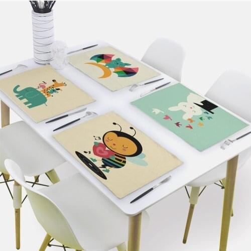 Cartoon Cute Parrot White Rabbit Coaster Drink Coaster Set De Table Mat Happy Kitchen Placemat Decoration Placemat Table Tissu