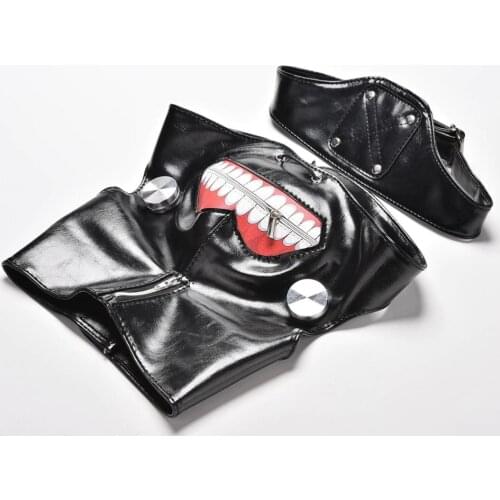 New Party Cosplay costume Anime Adjustable Zipper Halloween Accessories PU Leather Japanese Blinder Kaneki Ken Tokyo Ghoul Mask