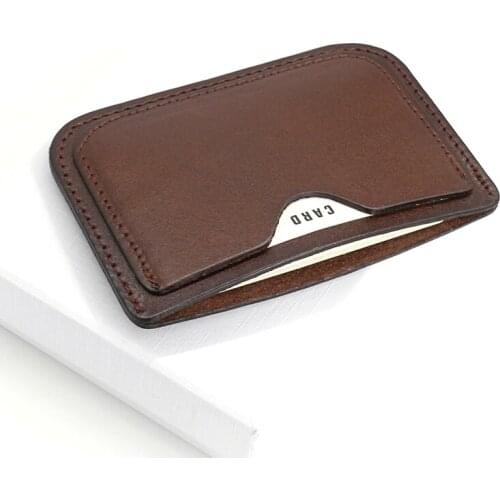OLN Luxury Leather Slim Women Card Holder Vintage Design Vegetable Tanned Leather Thin Cardholder For Men Unisex Bank Credit