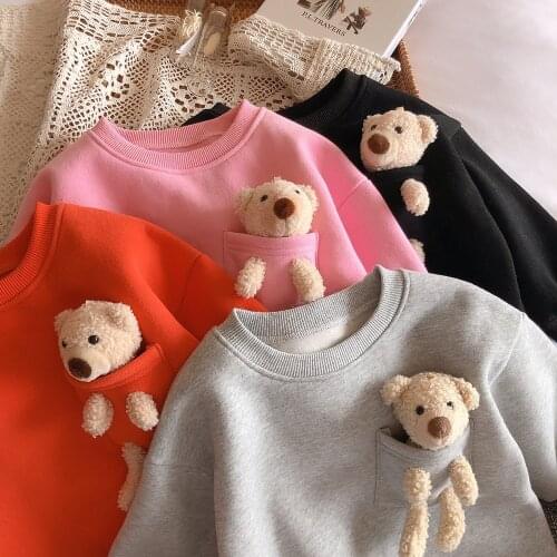 2-6 Years Autumn Winter Girls Boys Cute Bear Long Sweaters Baby Kids Children Warm Top