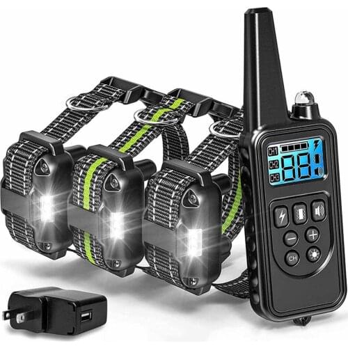 800M Remote Electric Shock Dog Training Collar Waterproof Rechargeable Bark Stop With Vibration Sound E Collars LCD Display