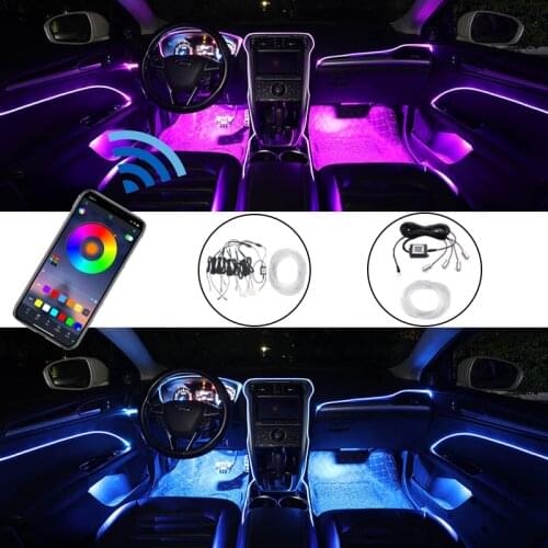 8M/5M Car Interior Light RGB EL Neon Wire Strip Light Ambient Light APP Control Dashboard Door Atmospher light