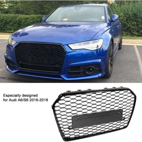 Car Front Bumper Grill Center Grille for Audi A6/S6 2016 2017 2018 (Refit for RS6 Style) car-styling accessories