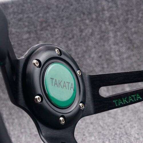 Japan 350mm/14inch Black Genuine Leather Deep Dish Steering Wheel