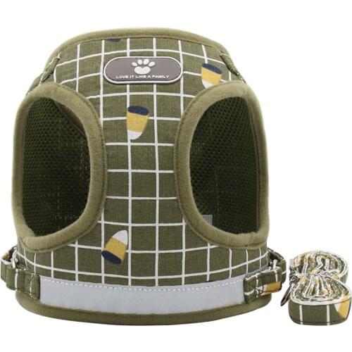 Dog Harness With Leash Set Reflective Breathable Adjustable Puppy Harness Running Rope For Chihuahua Pug Bulldog Cat Harness