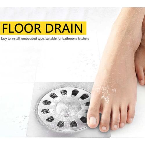 304 Stainless Steel 10x10cm Floor Drains Square Floor Drain Set Shower Drain For Bathroom Kitchen Bath Drains Strainer