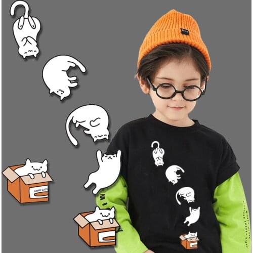 Cartoon cat patch thermal patches on clothes stickers Iron-on transfer for clothing iron on vinyl transfers garment badge patch