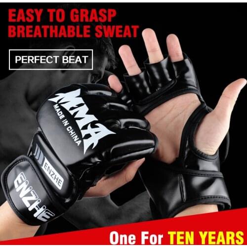 Adult Thick Boxing Gloves MMA Gloves Half finger Taekwondo Protector Fight MMA Sandbag Glove Professional Training Equipment