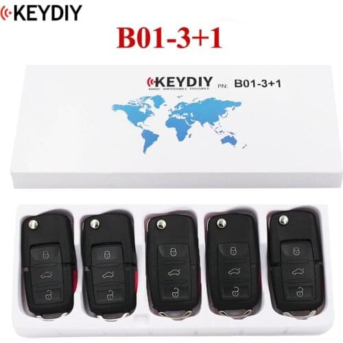 5 PCS, KEYDIY 3+1 Buttons Universal Remote Control Key B-Series for KD-X2 KD MINI KD900 KD900+,URG200 ,4 Buttons for B01-3+1