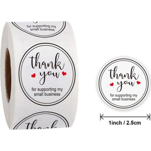 50-500pcs 1inch White DIY Handmade with Love Label Wedding Adhesive Stickers Party Gift Decoration Handmade Stationery Sticker