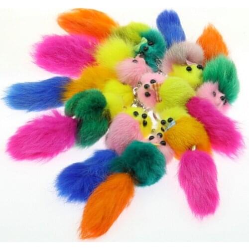 Foreign Trade Export Small Fox Fur Ball Key Buckle Fur Fur Fur Mink Fur Bag Hanger Student Bag Accessories