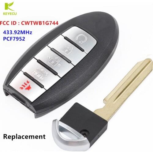KEYECU New Replacement Smart Remote Car Key Fob 5 Button 433.92MHz PCF7952 for Nissan Patrol 2014-2015 FCC ID: CWTWB1G744