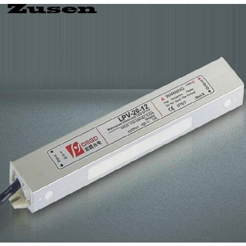 Zusen LPV-20W-12V 24V LED laboratory waterproof Switch Power supply 90~260VAC to 12 and 24VDC