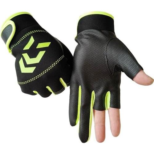 1 Pair Fishing Gloves Men Women Outdoor Fishing Anti-slip 3 Cut Finger Sports Fish Equipment Angling Gloves