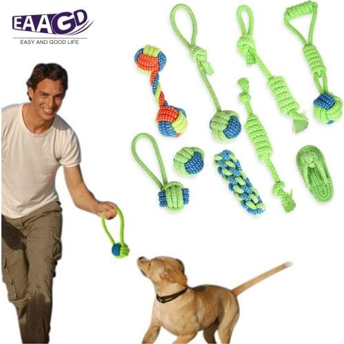 1Pcs Dogs Cotton Rope Chew Toys Interactive Tug of Ball Toys for Samll Dogs Puppies Teething Clean Aggressive Chewers