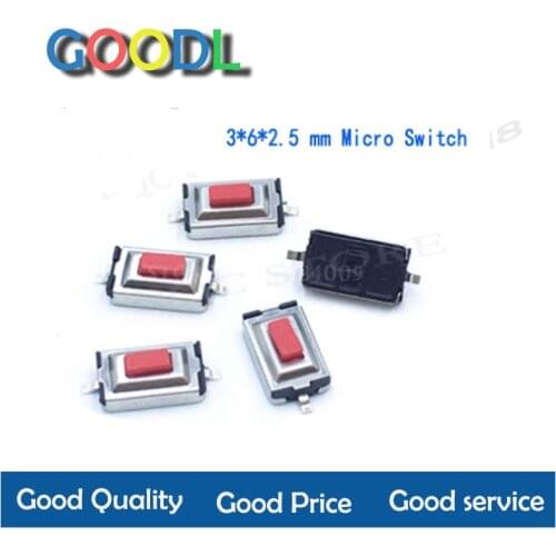 10 pçs/lote tact tátil botão de pressão micro interruptor smd 3*6*2.5mm dois pinos botão interruptor para mp3 mp4