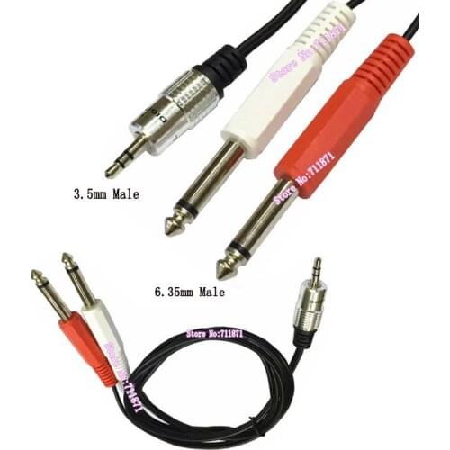 3FT 1/8 Stereo TRS to 1/4 Dual TS Neutrik REAN Audio Cable 3.5mm Male Double 6.5mm Male Audio Line two 6.5 one 3.5 Audio Cord
