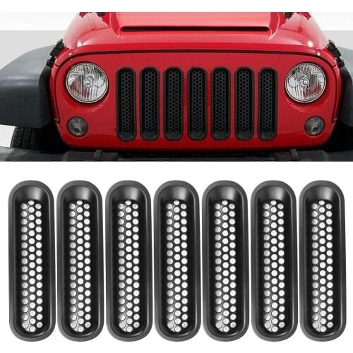 7pcs Front Grille Mesh Sticker Car Front Insert Grille Guard for Jeep Wrangler JK 2007-2017 2Door 4 Door Decoration