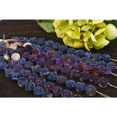 8" Noble Dark Blue crystal Round Gilded agates Natural stone Loose beads for jewelry making Women Healing gifts free delivery