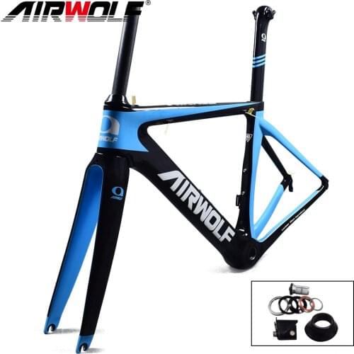 AIRWOLF Carbon Road Bicycle Frameset With Seatpost Fork Quick Release:100*9mm 130mm*9mm Di2 Mechanical Racing Road Bike Frame